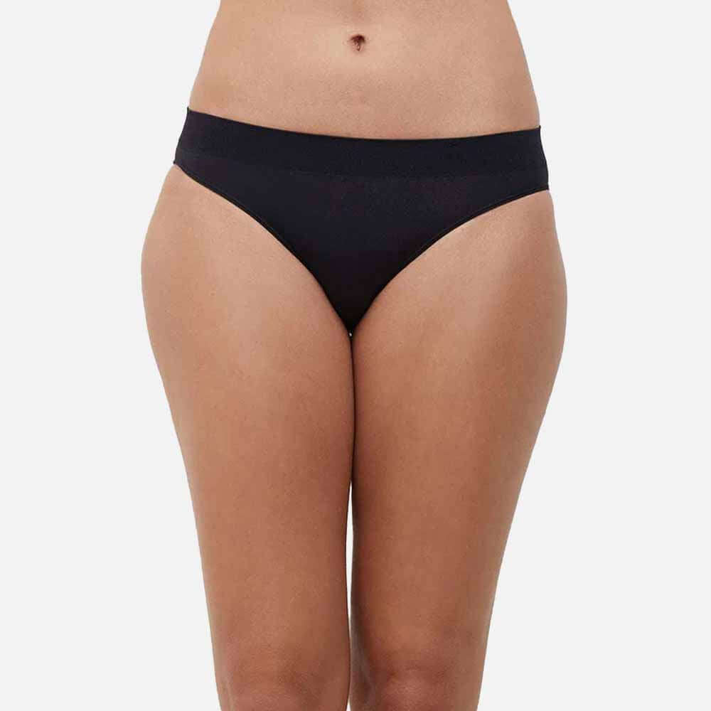 B-Smooth Low Waist Medium Coverage Everyday Wear Seamless Bikini Panty - Black