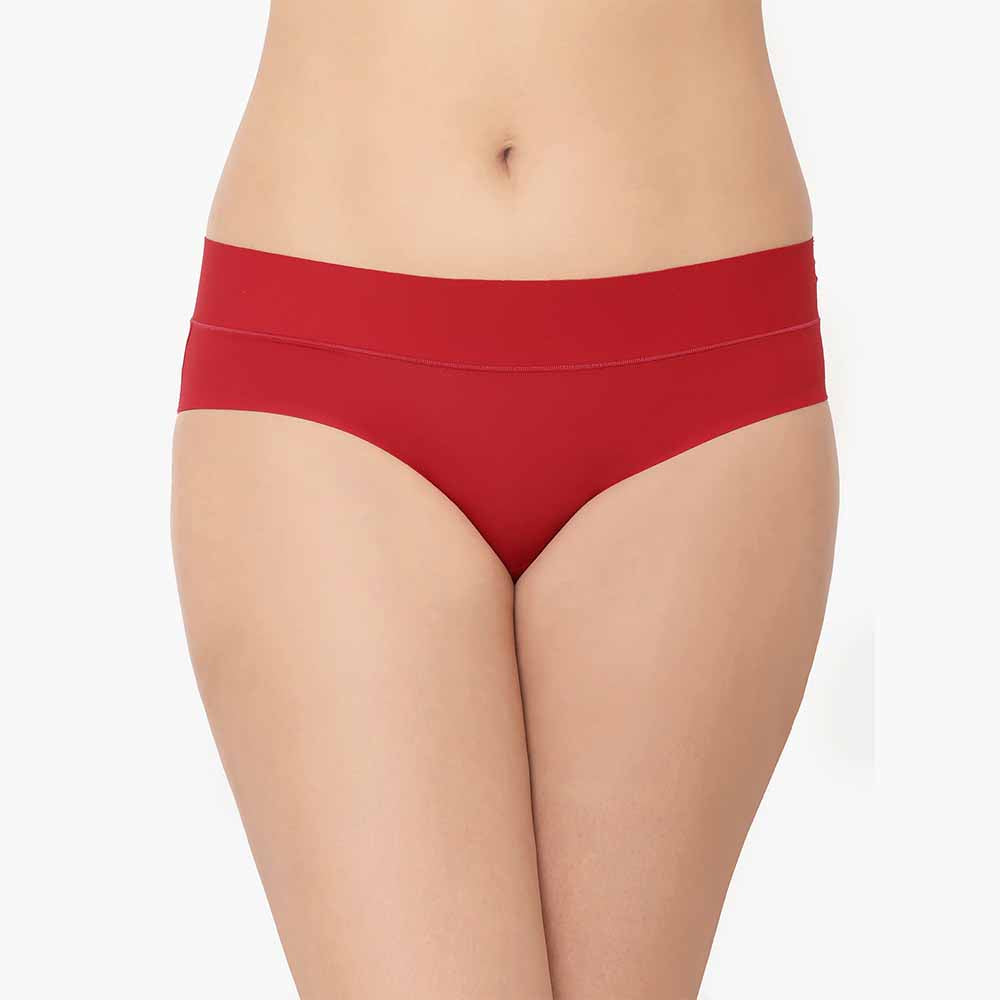 At Ease Mid Waist Medium Coverage Everyday Wear Hipster Panty - Red