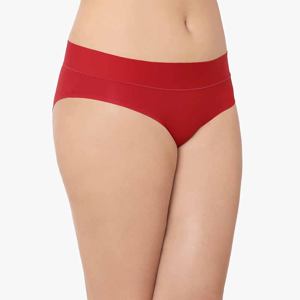 At Ease Mid Waist Medium Coverage Everyday Wear Hipster Panty - Red