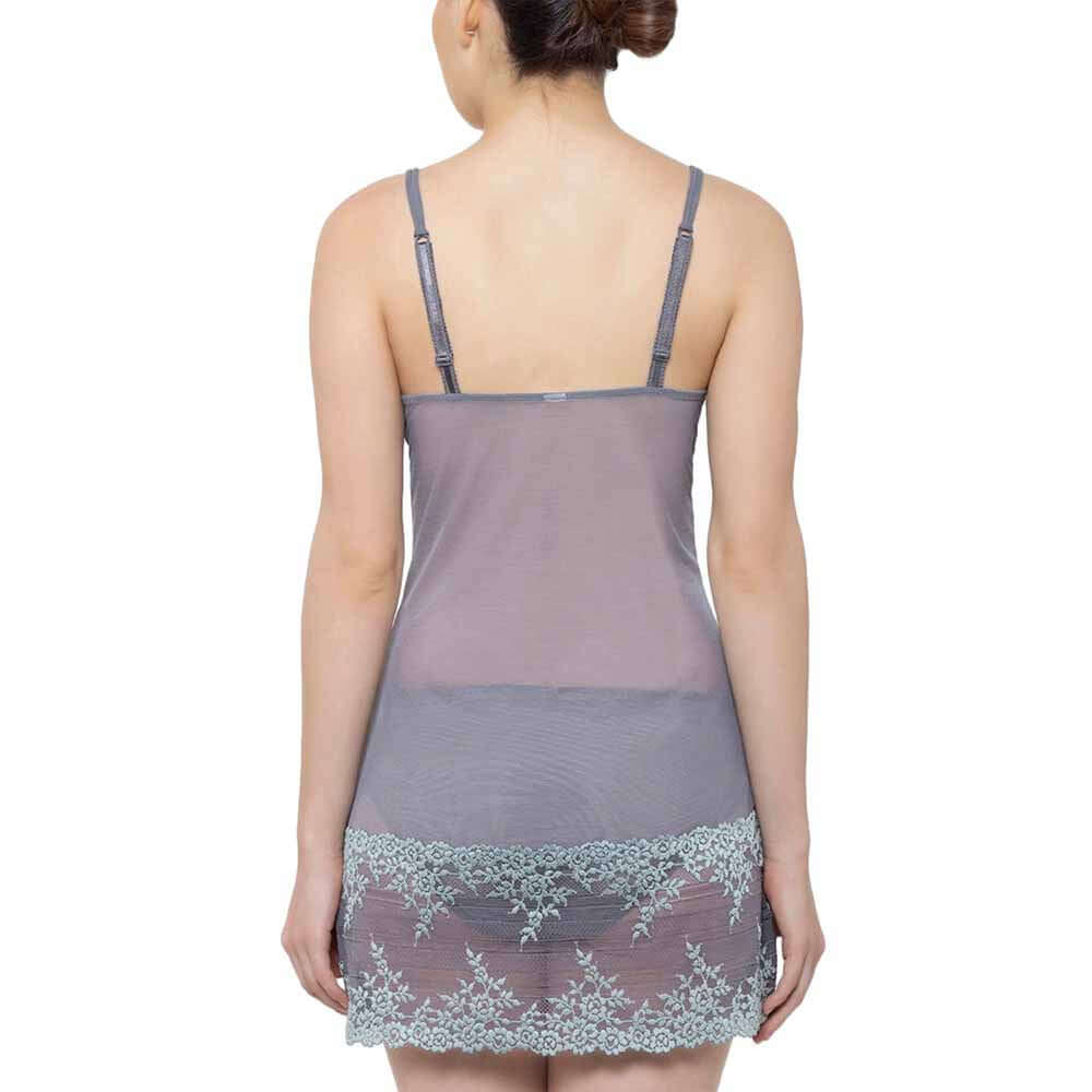 Embrace Lace Non Padded Non Wired Bridal Wear Short Lace Babydoll Chemise - Grey