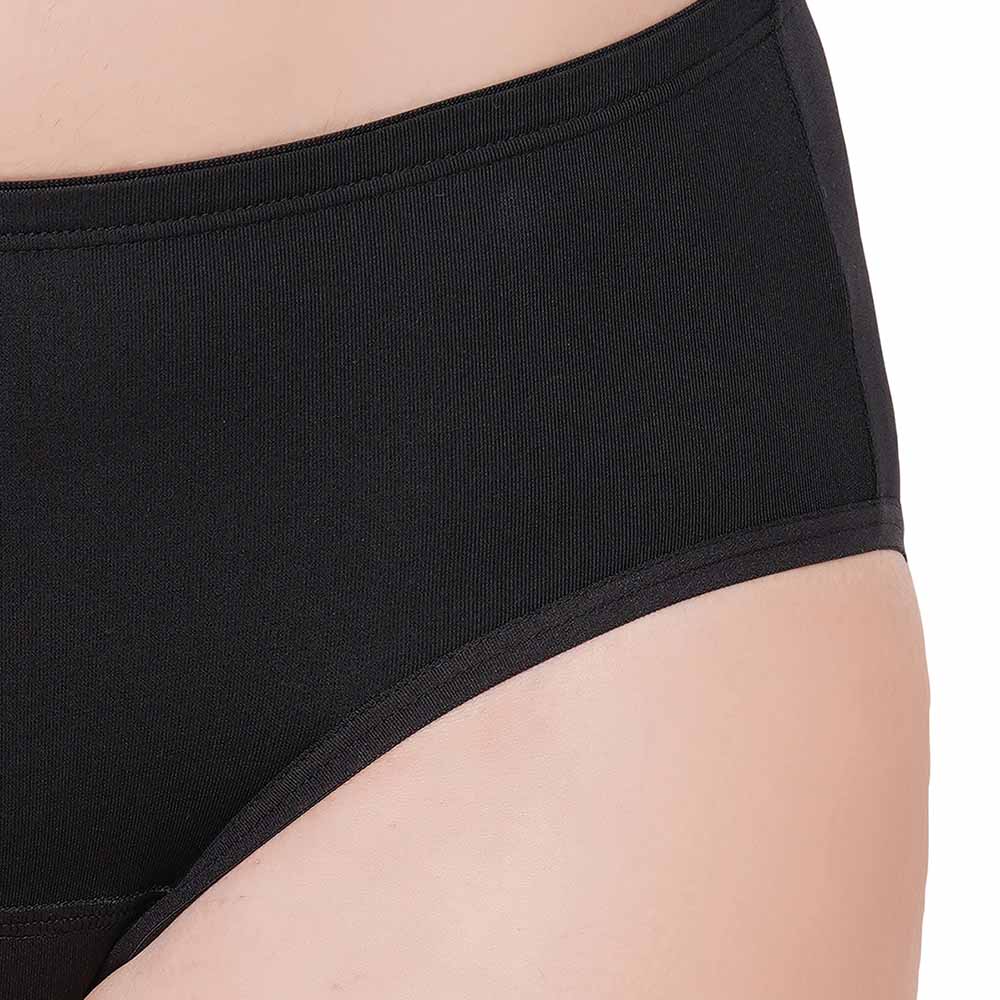 Hygieni Mid Waist Full Coverage Day Wear High Absorbency Period Panty - Black