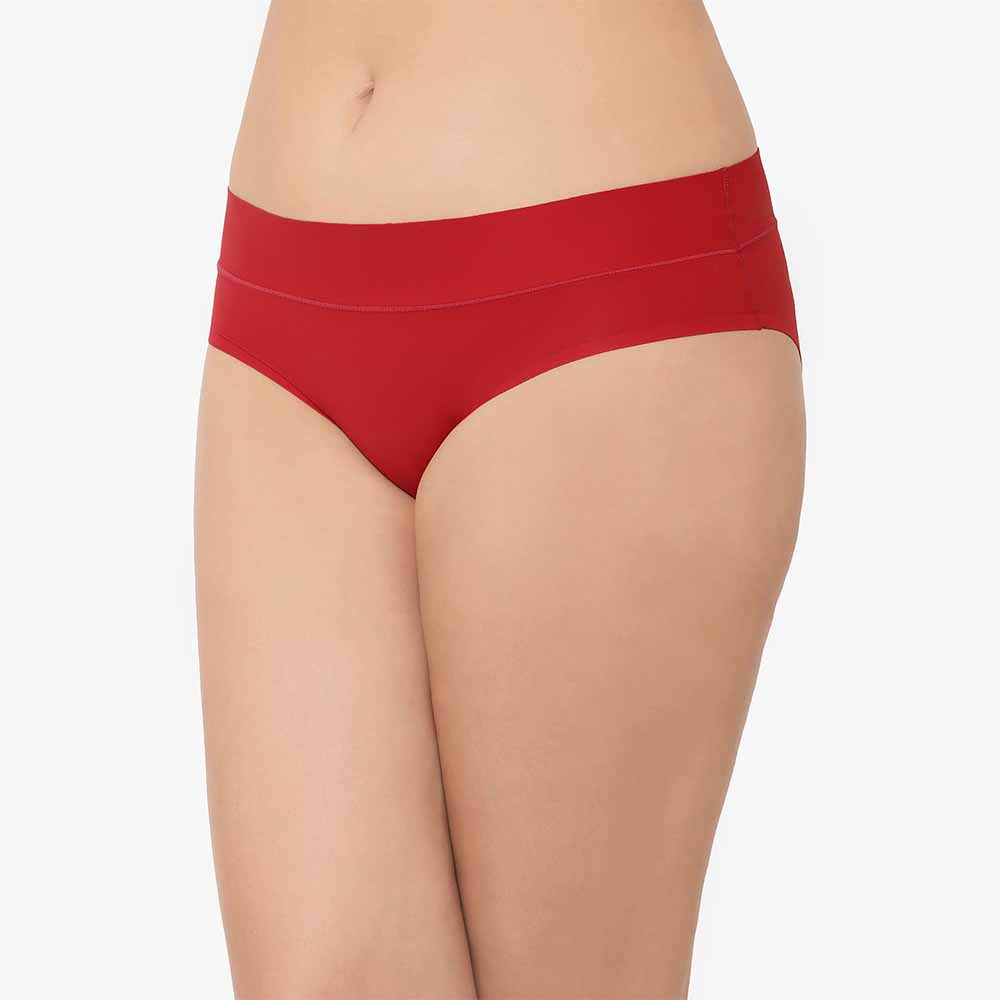 At Ease Mid Waist Medium Coverage Everyday Wear Hipster Panty - Red