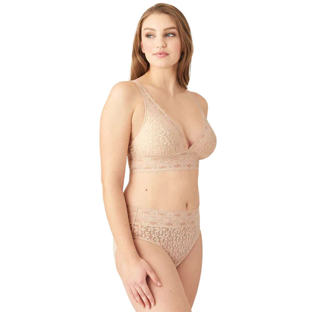 Halo Non Padded Non Wired 3/4th Cup Bridal Wear Medium coverage Lace Bralette - Beige