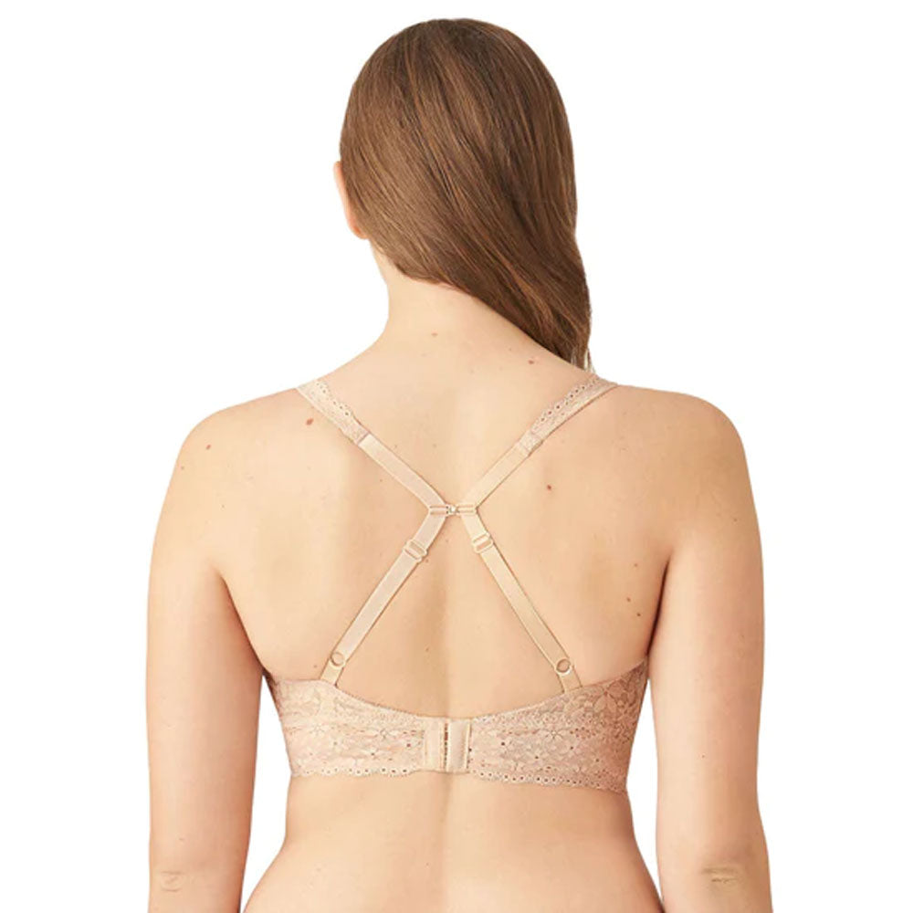 Halo Non Padded Non Wired 3/4th Cup Bridal Wear Medium coverage Lace Bralette - Beige