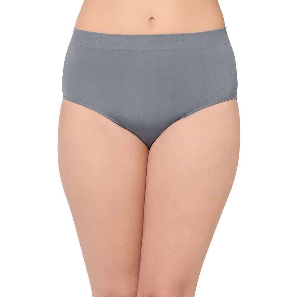 B-Smooth High Waist Full Coverage Solid Hipster Seamless Panty - Grey