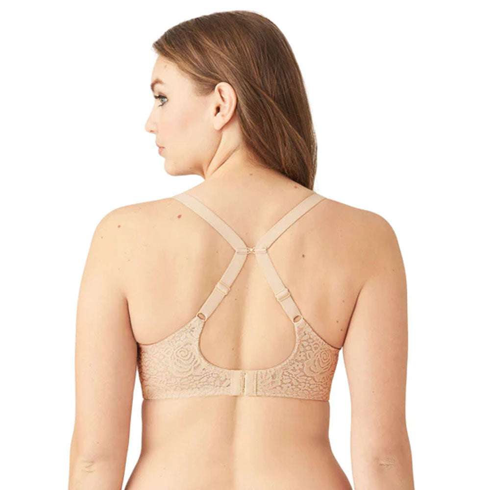 Halo Lace Non-Padded Wired Full Cup Lace Everyday Comfort  Bra - Beige