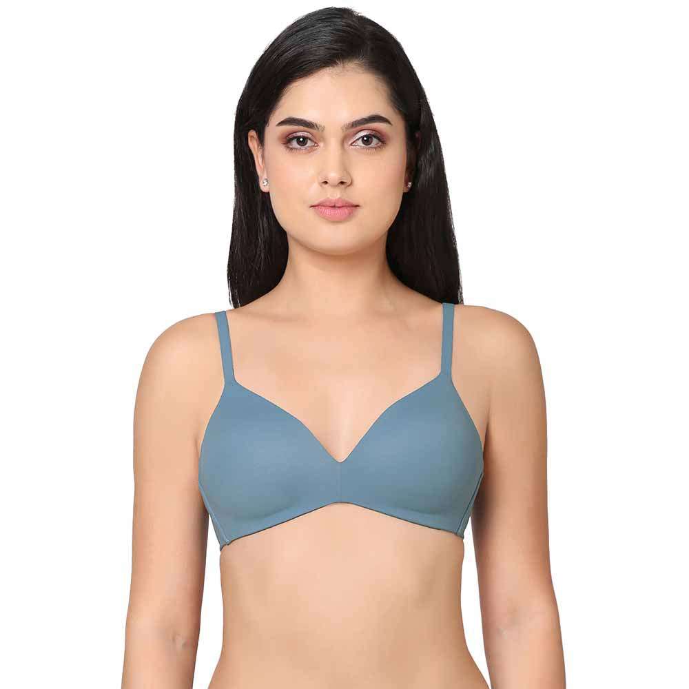 Buy How Perfect Padded Non-wired 3/4th Cup Everyday Wear Seamless T-Shirt  Bra - Blue Online