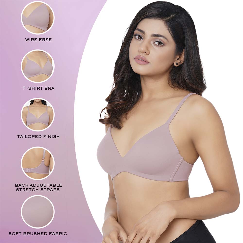 How Perfect Padded Non-wired 3/4th Cup Medium Coverage Seamless T-Shirt Bra - Mauve
