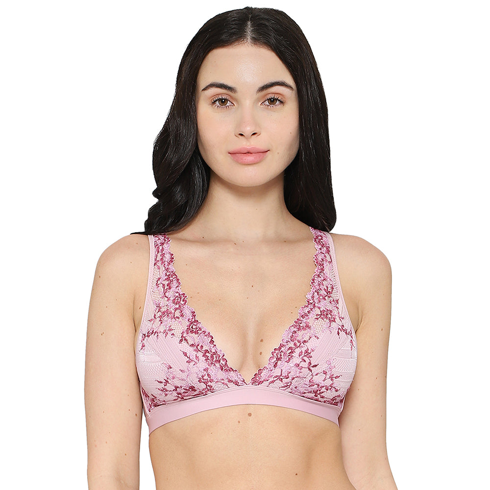 Embrace Lace Non Padded Non Wired 3/4th Cup Bridal Wear Medium coverage Lace Bralette - Pink