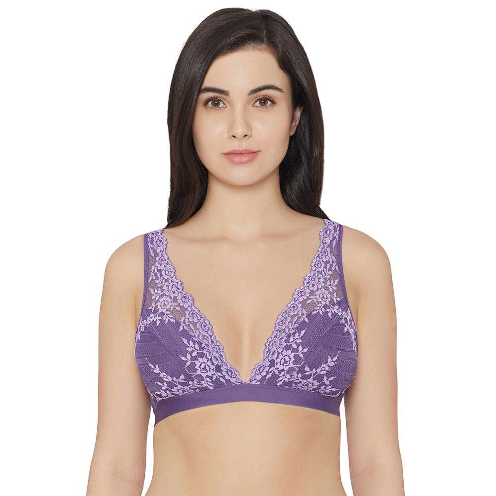 Buy Embrace Lace Non Padded Non Wired 3/4th Cup Bridal Wear Medium coverage Lace  Bralette - Purple Online