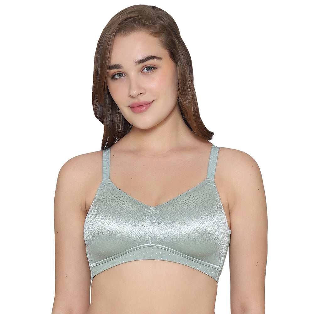 Back Appeal Non Padded Non-Wired Full Cup Everyday Wear Plus Size Seamless Full Support Bra - Green