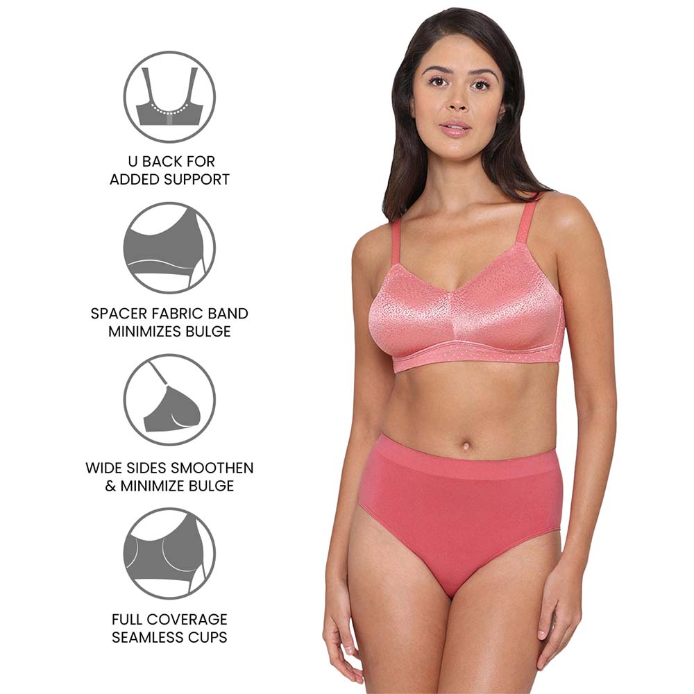 Back Appeal Non Padded Non-Wired Full Cup Everyday Wear Plus Size Seamless Full Support Bra - Red