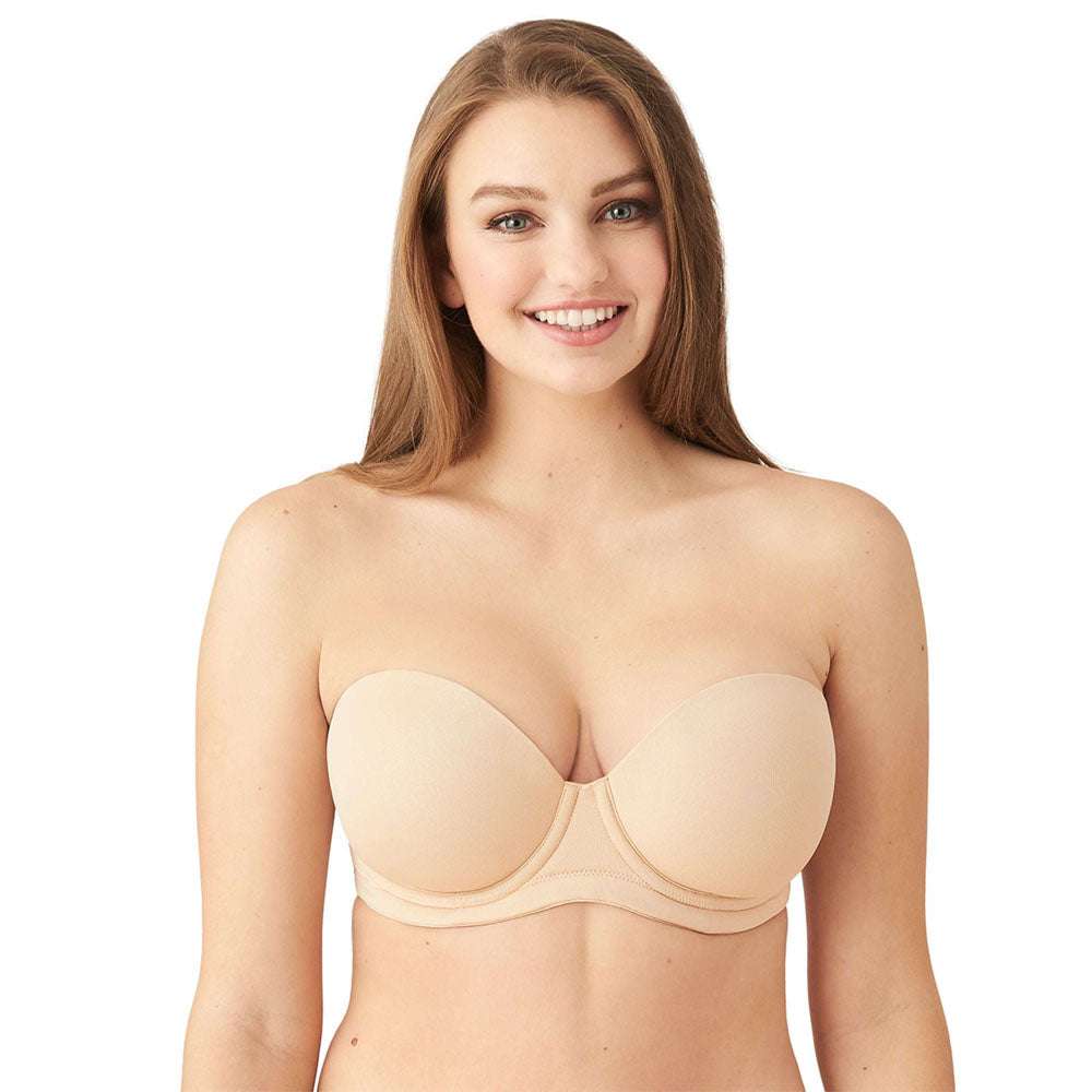 Red Carpet Padded Wired Half Cup Low Coverage Strapless Bra - Beige