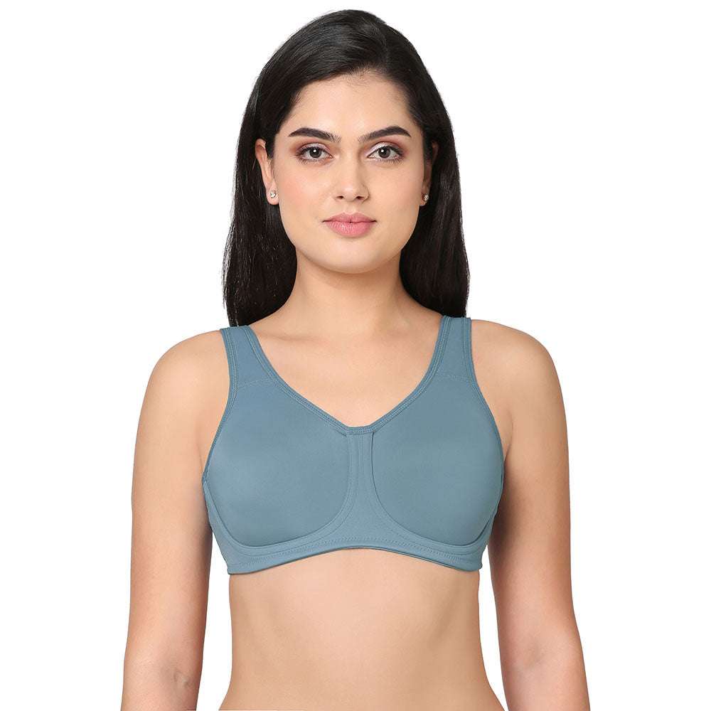 Sport Non Padded Wired Full Coverage Full Support High Intensity Sports Bra  - Blue