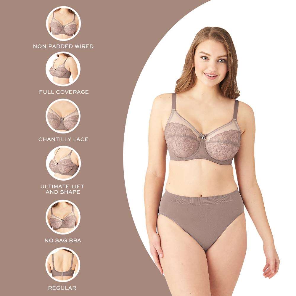 Retro Chic Non Padded Wired Full Coverage Full Support Everyday Comfort Bra - Coffee