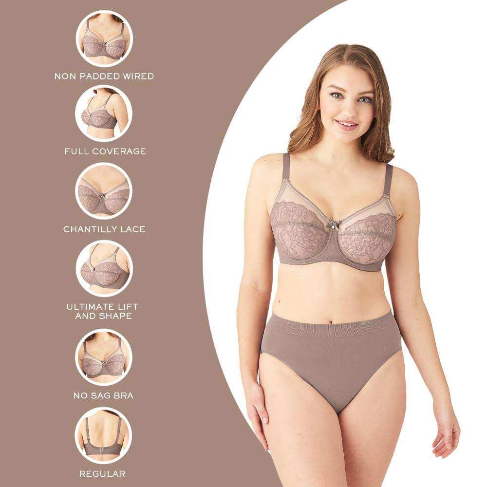 Retro Chic Non Padded Wired Full Coverage Full Support Everyday Comfort Bra - Coffee