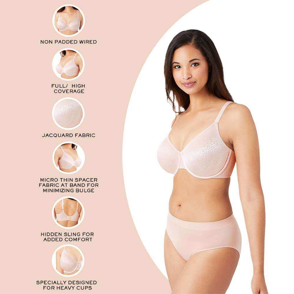 Back Appeal Non Padded Wired Full Cup Everyday Wear Plus Size Comfortable Full Support Bra - Light Pink