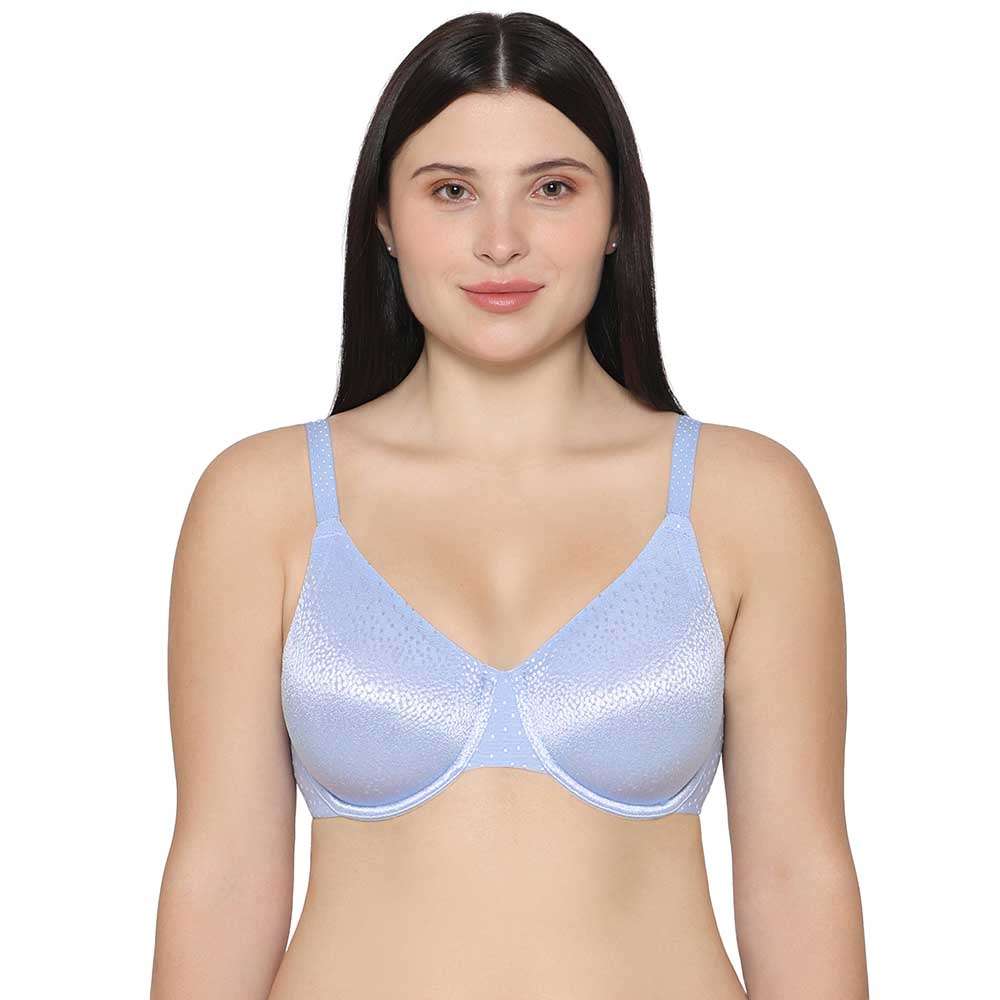 Back Appeal Non Padded Wired Full Cup Everyday Wear Plus Size Comfortable Full Support Bra - Light Blue