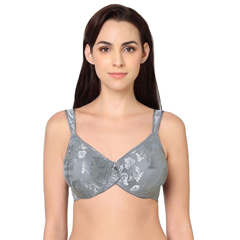 Plus Size Minimizer Bra Non Padded Wire-free Silver Gray