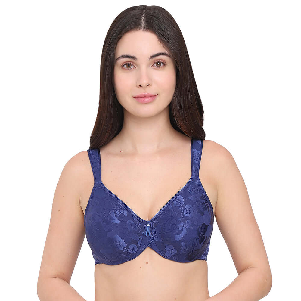 Awareness Non Padded Wired Full Coverage Full Support Plus Size Bra - Navy