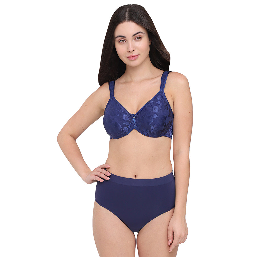 Awareness Non Padded Wired Full Coverage Full Support Plus Size Bra - Navy