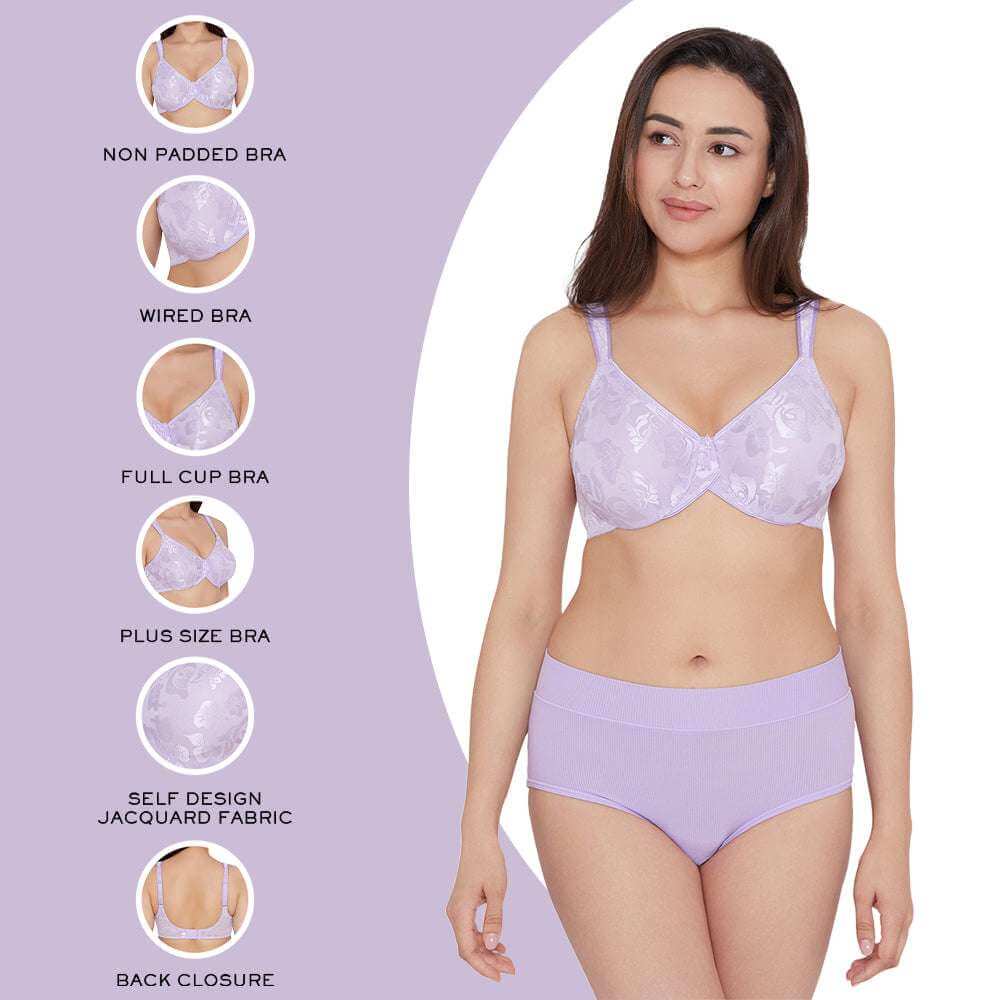 Awareness Non Padded Wired Full Coverage Full Support Plus Size Bra-Light Purple