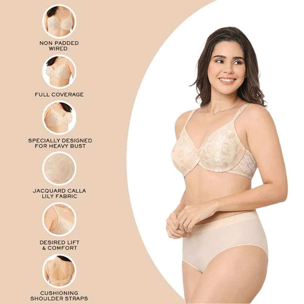 Awareness Non Padded Wired Full Coverage Full Support Plus Size Bra - Beige