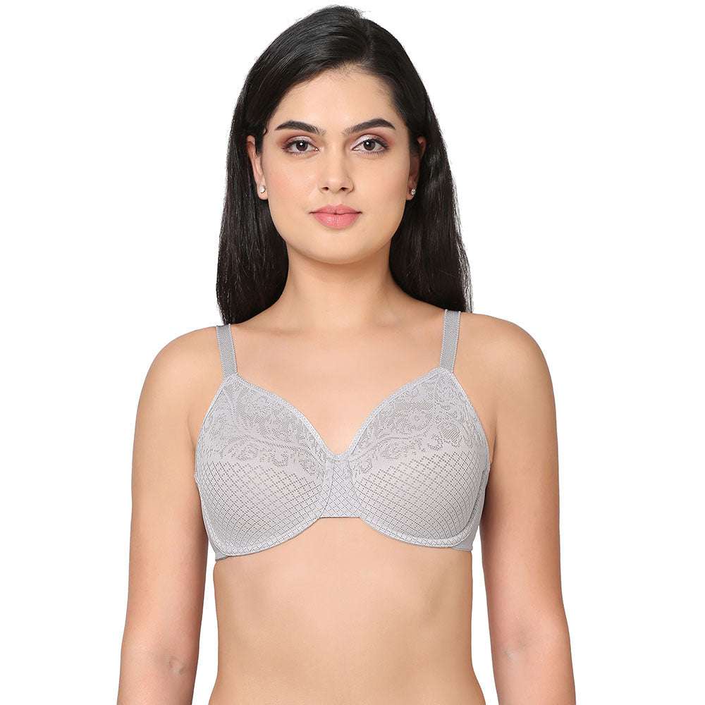 Buy Visual Effects Non Padded Wired Full Cup Everyday Wear Plus Size Full  Support Minimizer Bra - Grey Online