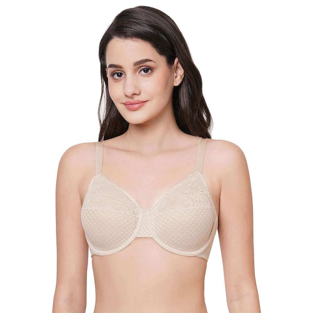 Visual Effects Non Padded Wired Full Cup Everyday Wear Plus Size Full Support Minimizer Bra - Beige
