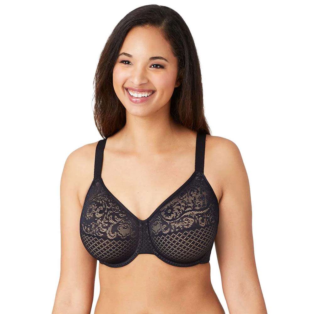 Visual Effects Non Padded Wired Full Cup Everyday Wear Plus Size Full Support Minimizer Bra - Black
