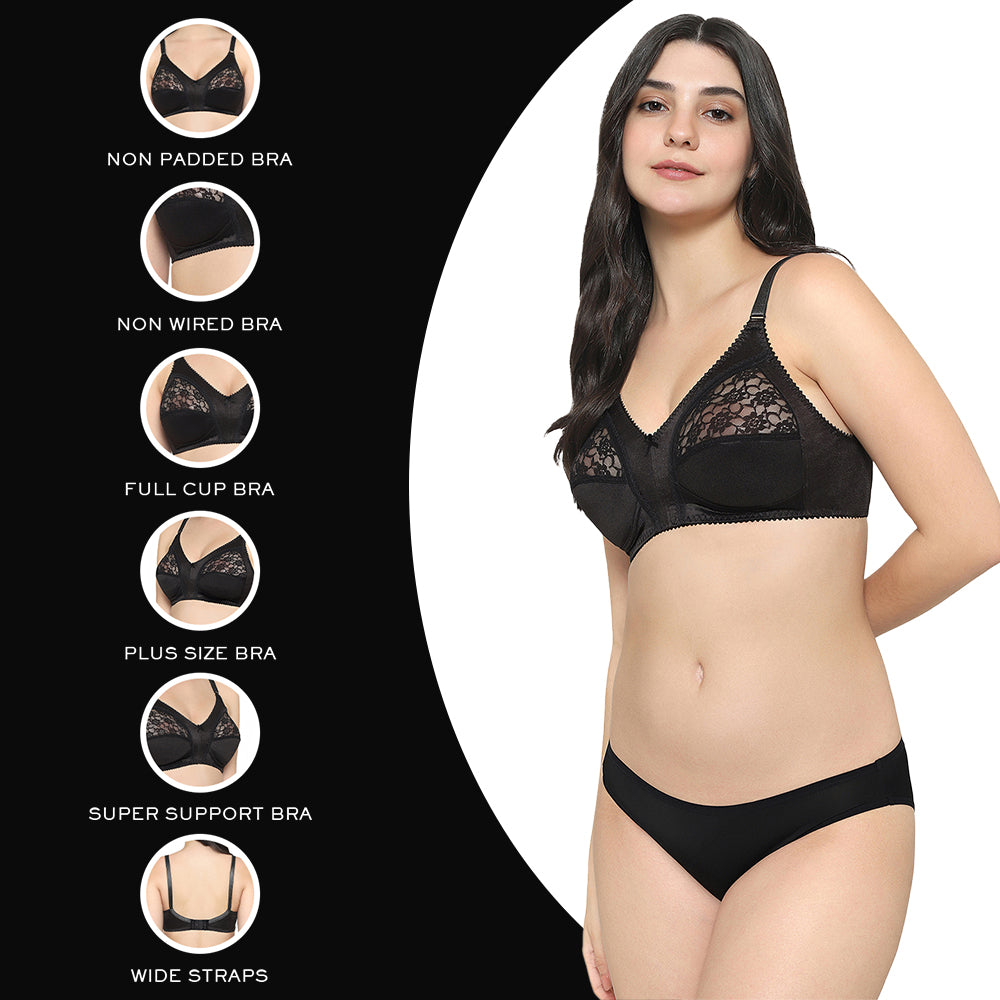 Audrey Non Padded Non Wired Full Cup Plus Size Pack of 2 Full Support Bra