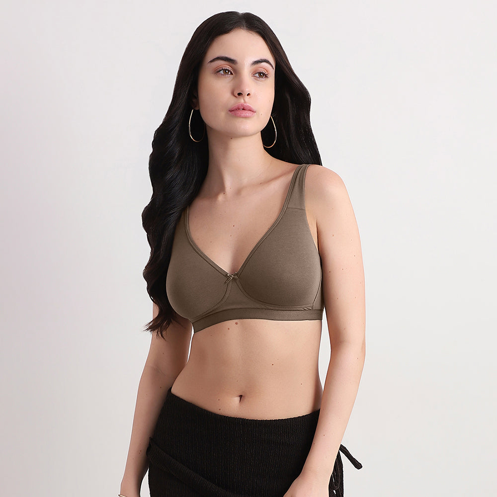 BASICS Essentials2.0 Non-Padded Non-Wired Full Cup Everyday Wear T-shirt Bra - Brown