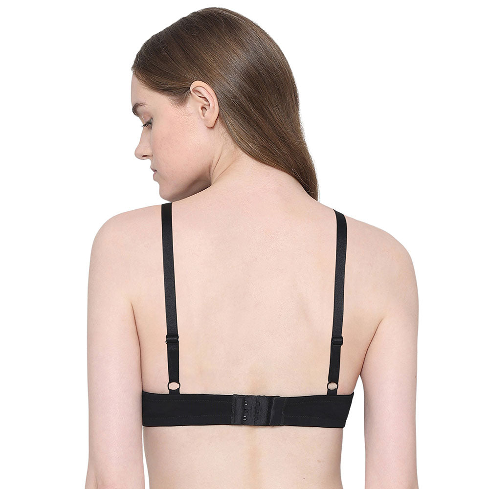 BASICS Lite Push Up Padded Wired Half Cup Everyday Wear Push-up Bra - Black