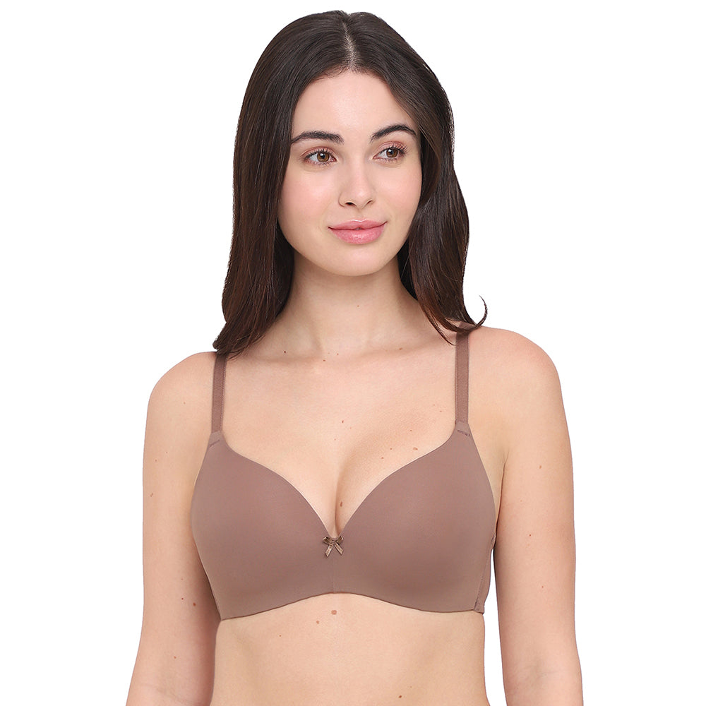 BASICS Zoe Padded Non-wired 3/4th Cup Everyday Wear Comfort Fit T-shirt Bra - Brown