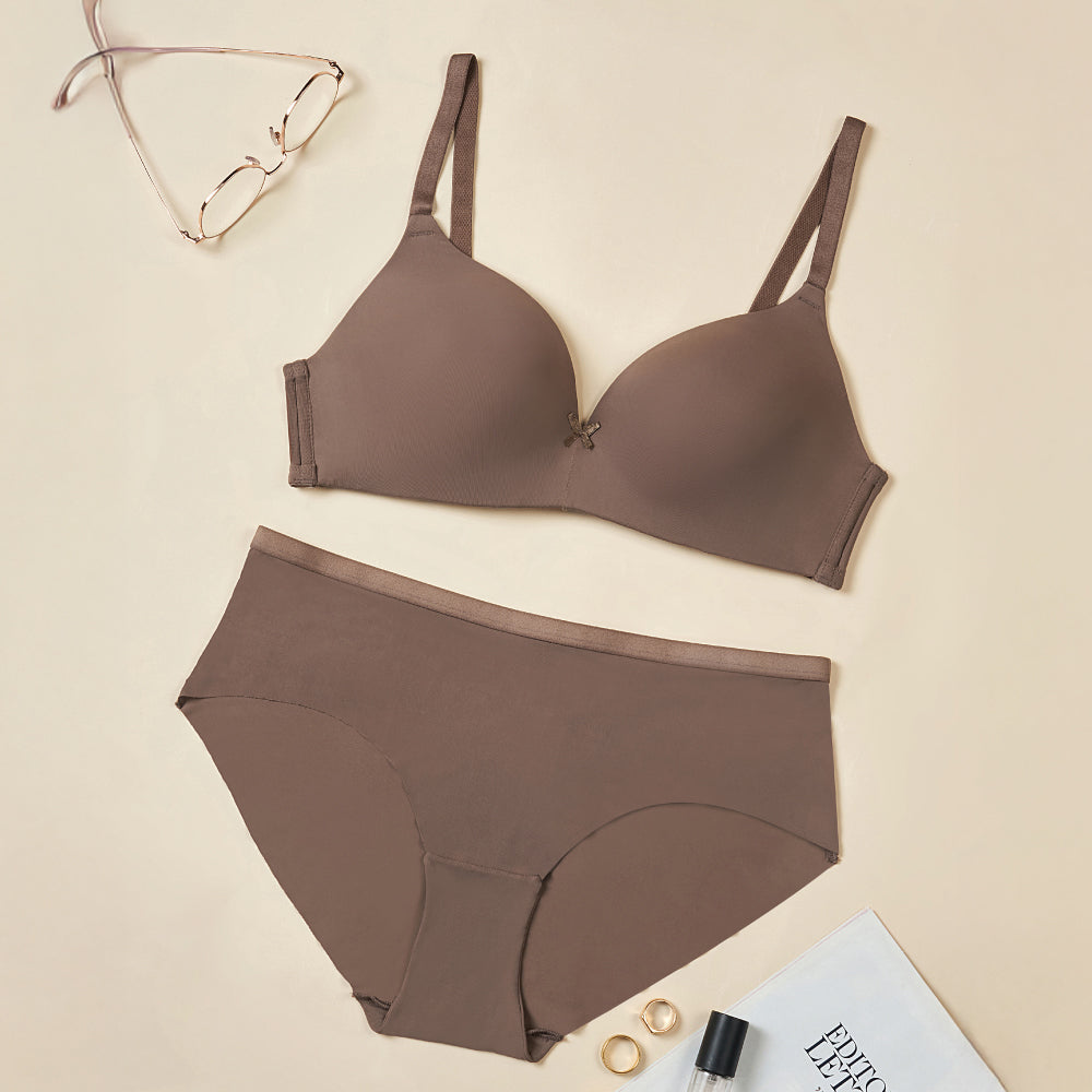 BASICS Zoe Padded Non-wired 3/4th Cup Everyday Wear Comfort Fit T-shirt Bra - Brown