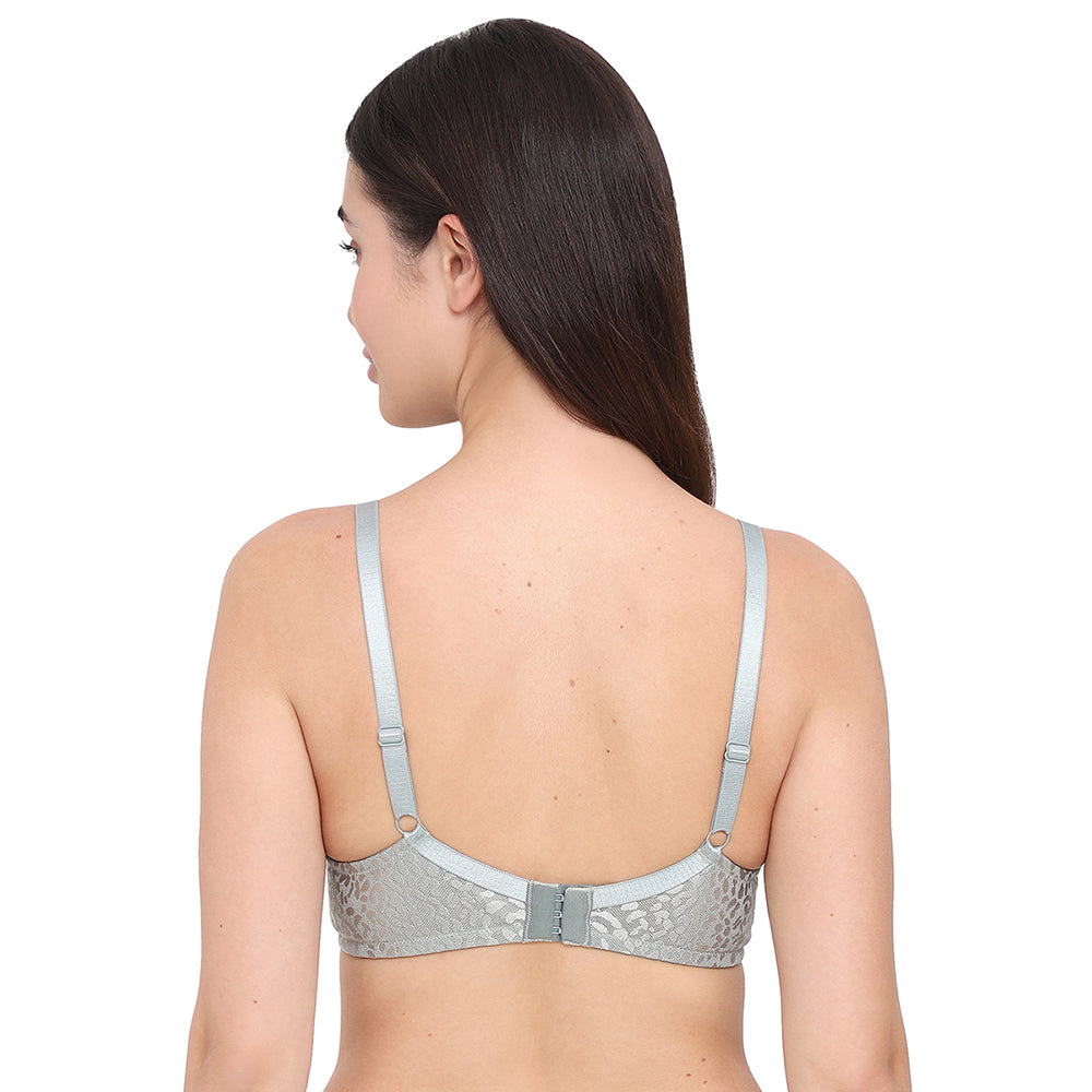 BASICS Bliss Padded Non-wired 3/4th Cup Everyday Wear Lace T-shirt Bra - Green