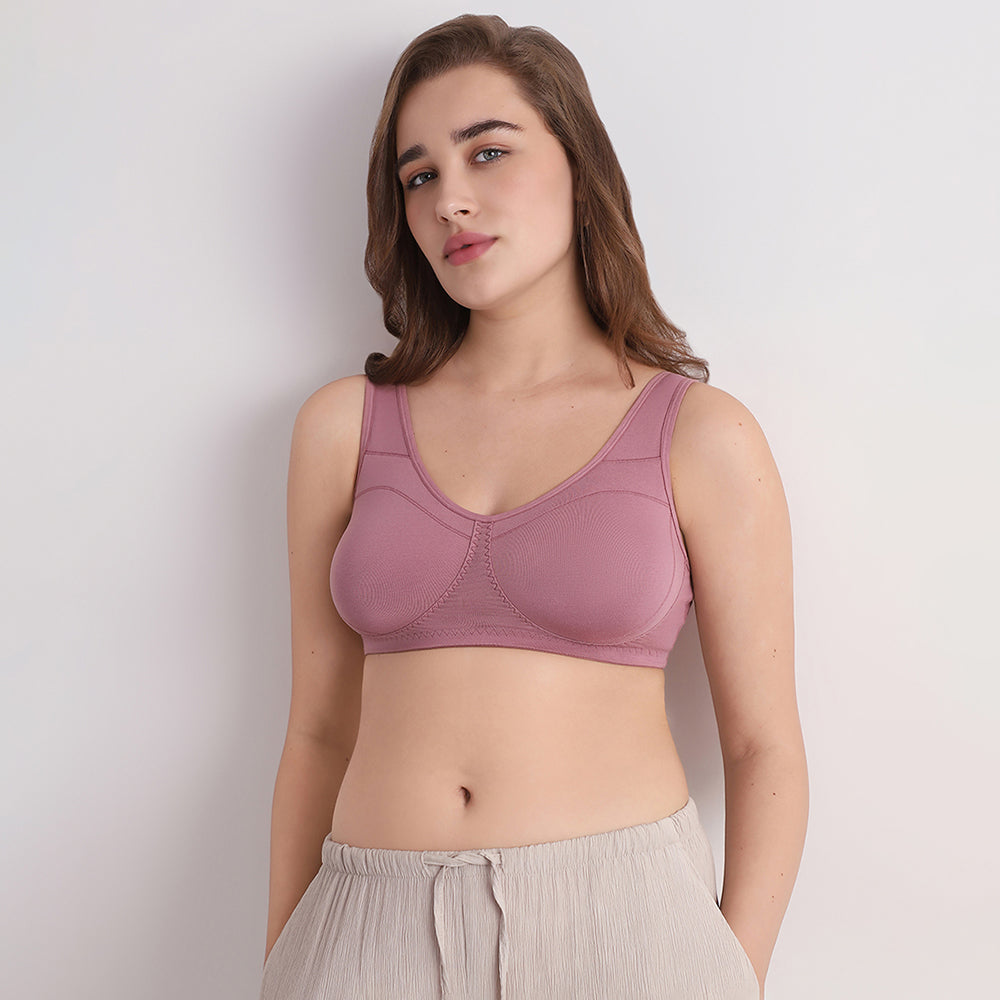 Wacoal Women’s BASICS All Ease Non-padded Non-wired Full Cup Everyday Wear Slip on T-shirt Bra-Pink