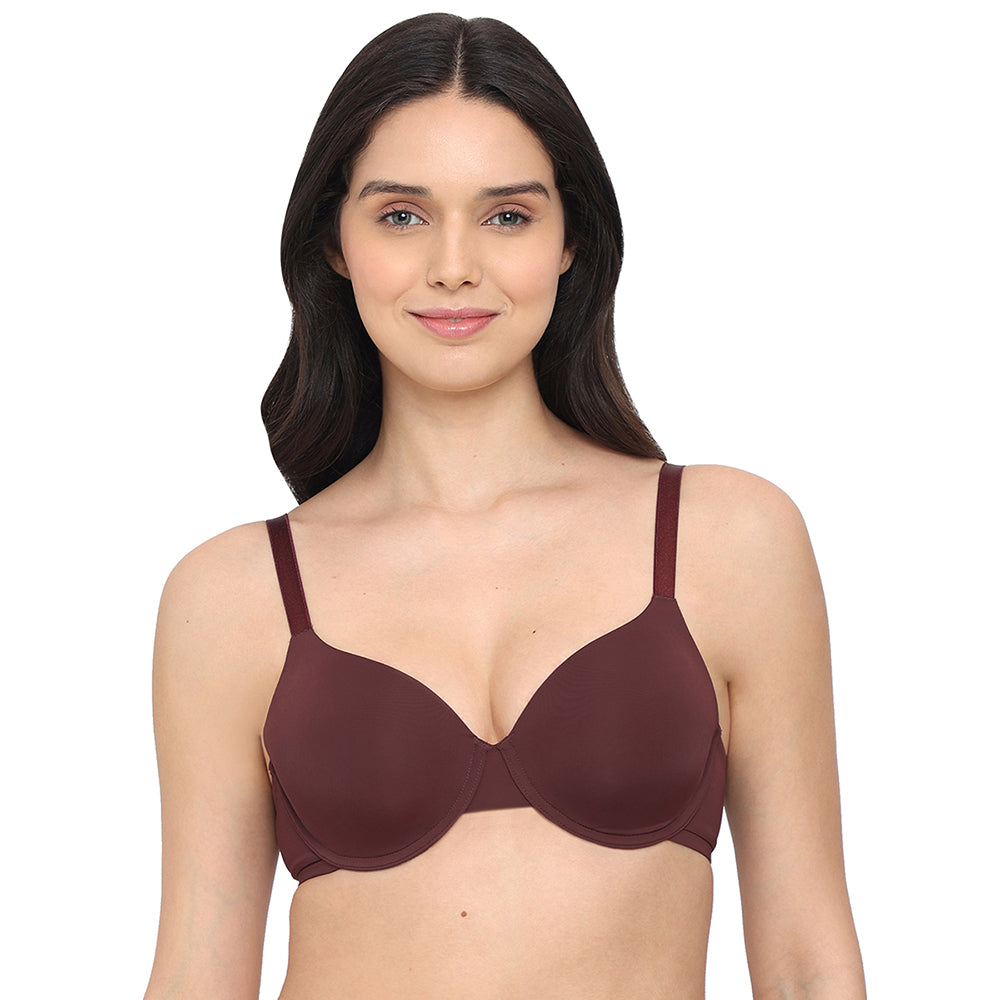 Everyday Elegance Padded Wired Full Cup Everyday Wear Smooth Finish T-Shirt Bra - Brown