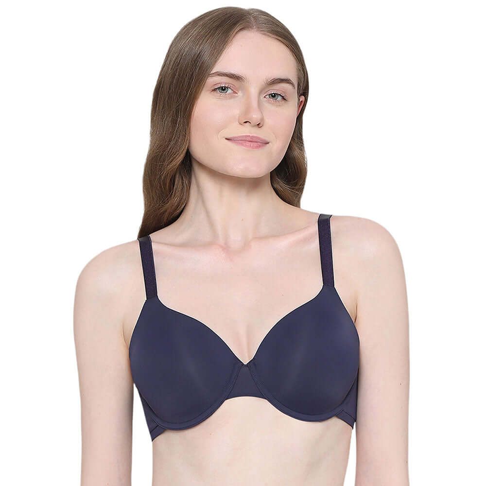 Everyday Elegance Padded Wired Full Cup Everyday Wear Smooth Finish T-Shirt Bra - Dark Blue
