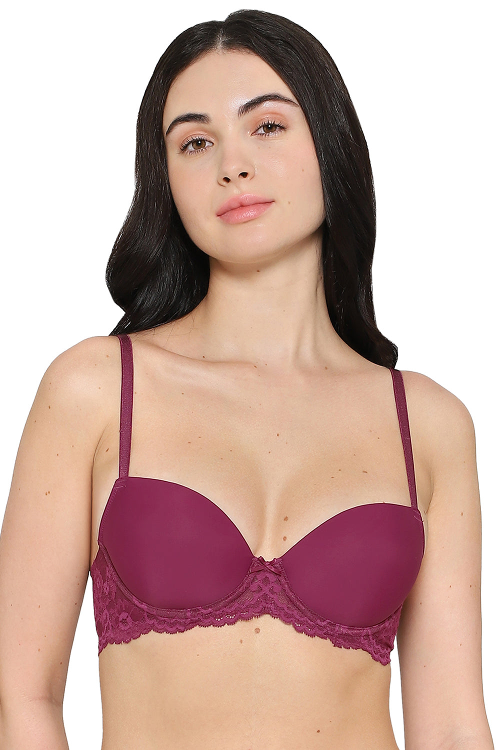 Balcony & Beyond Padded Wired Half Cup Everyday Wear Smooth Finish Fashion Bra -Wine