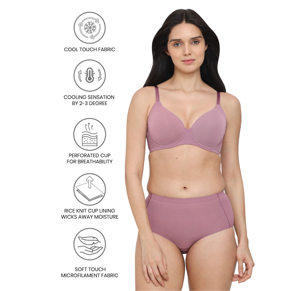 Cool Comfort Padded Wired Full Cup Everyday Wear T-shirt Bra -Pink