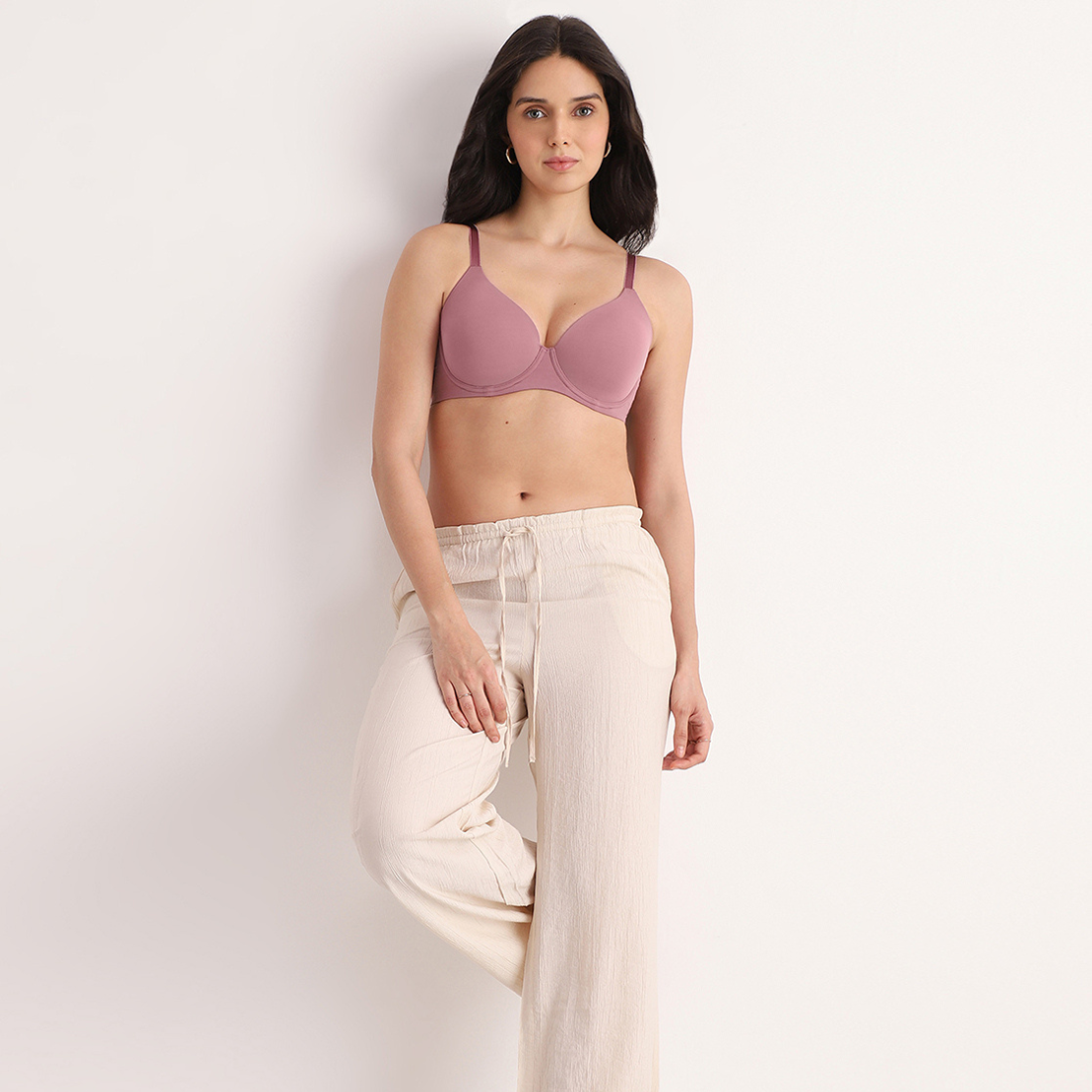 Cool Comfort Padded Wired Full Cup Everyday Wear T-shirt Bra -Pink