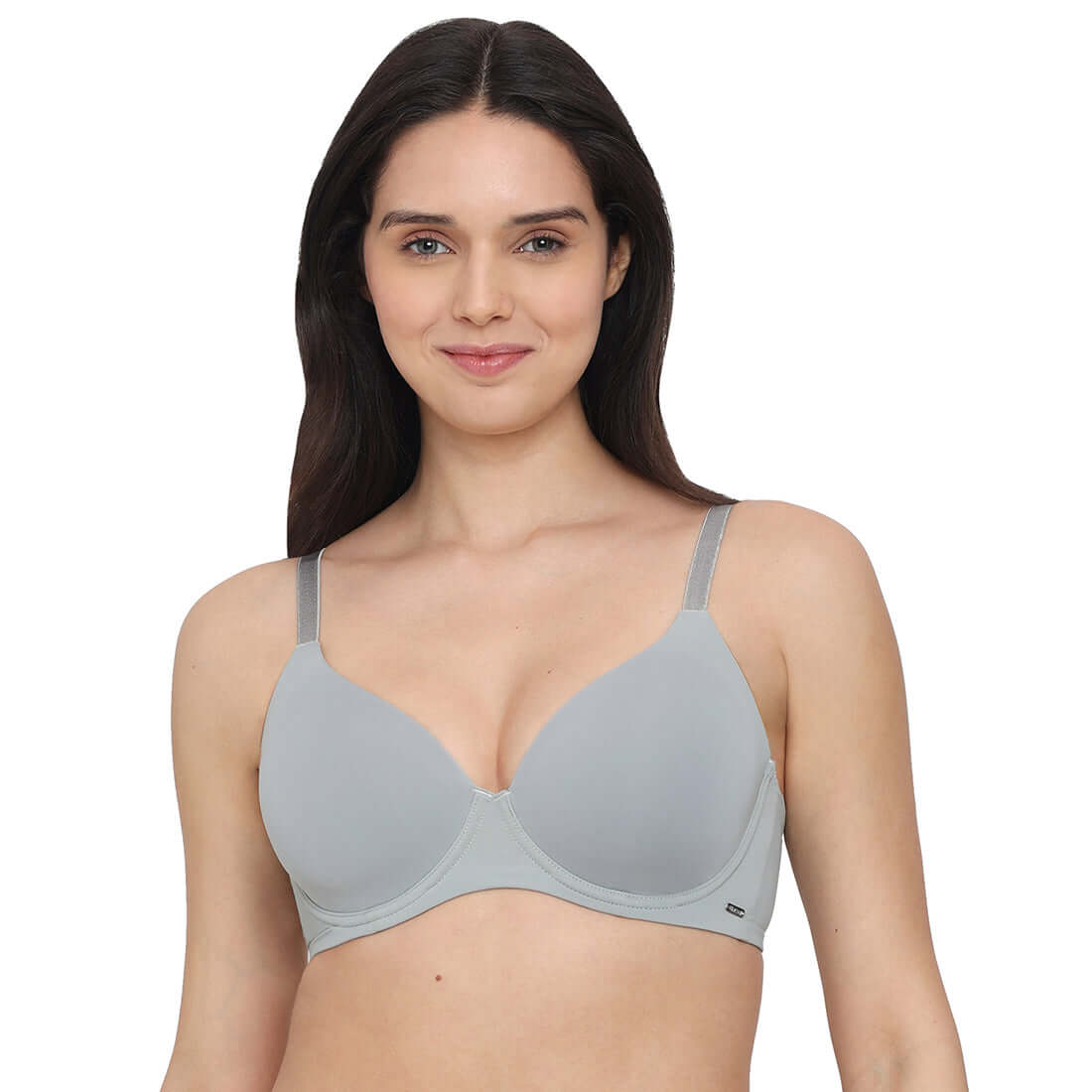 Cool Comfort Padded Wired Full Cup Everyday Wear T-shirt Bra -Grey