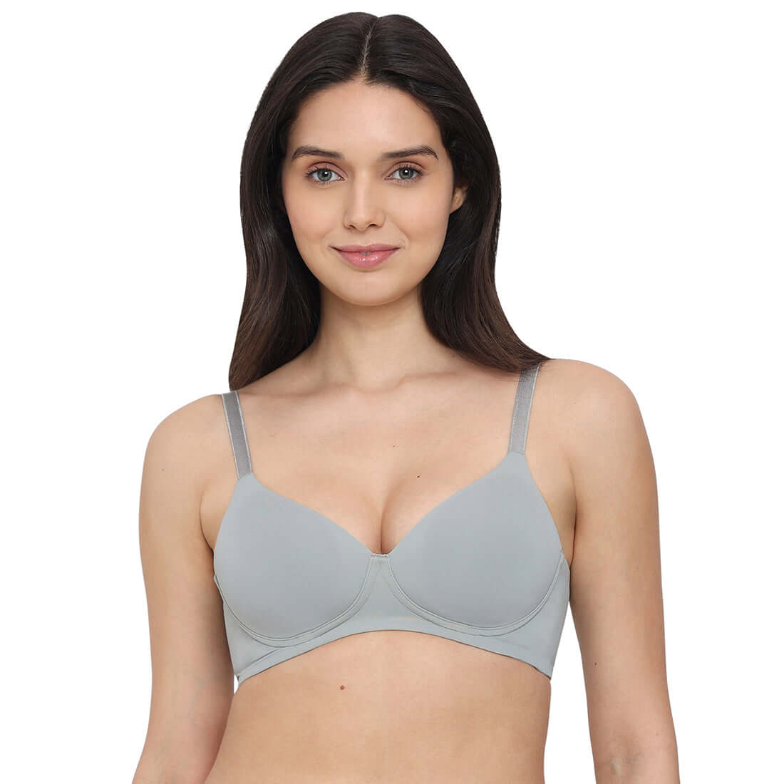 Cool Comfort Padded Non-wired 3/4th Cup Everyday Wear T-shirt Bra -Grey