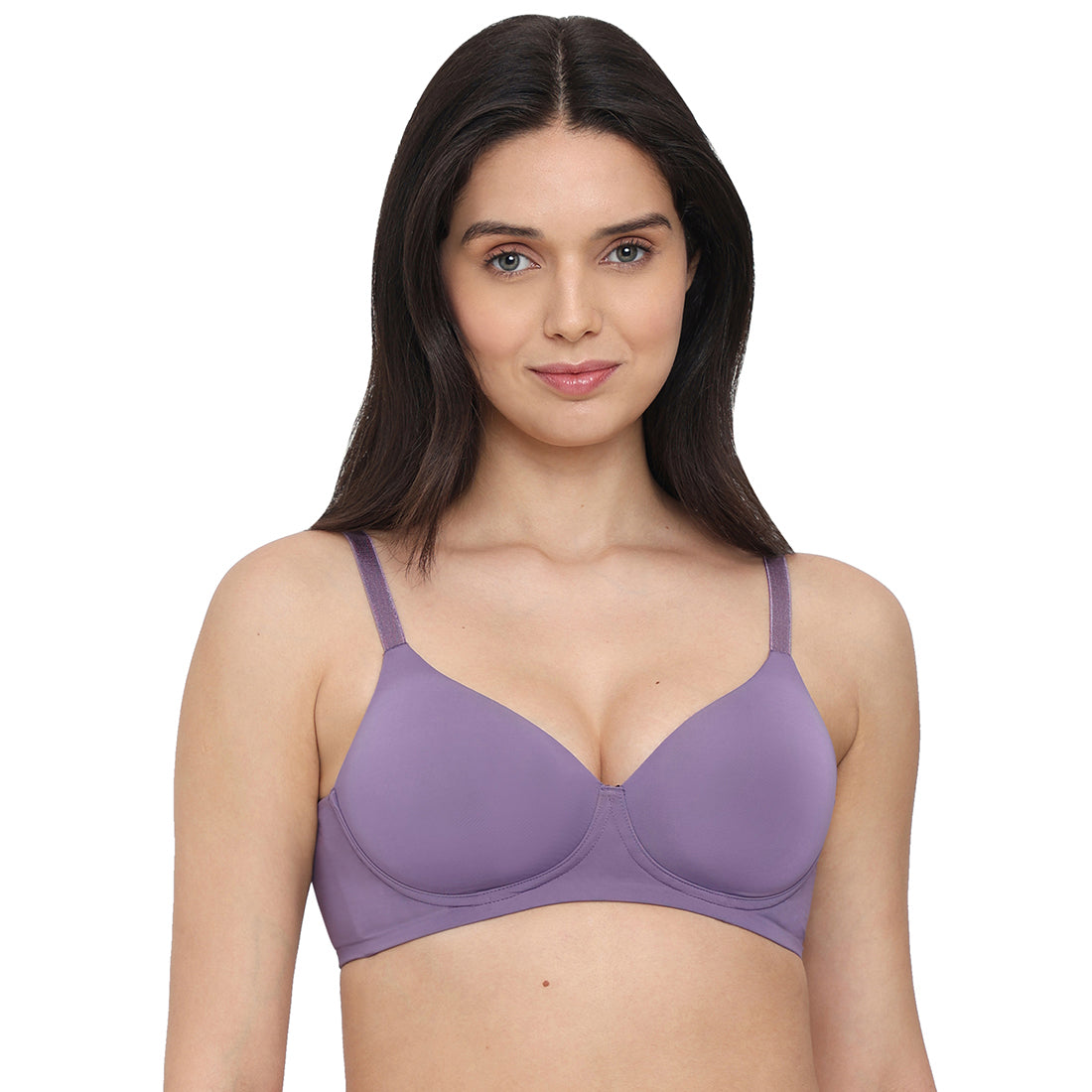 Cool Comfort  Padded Non-wired 3/4th Cup Everyday Wear T-shirt Bra -Purple