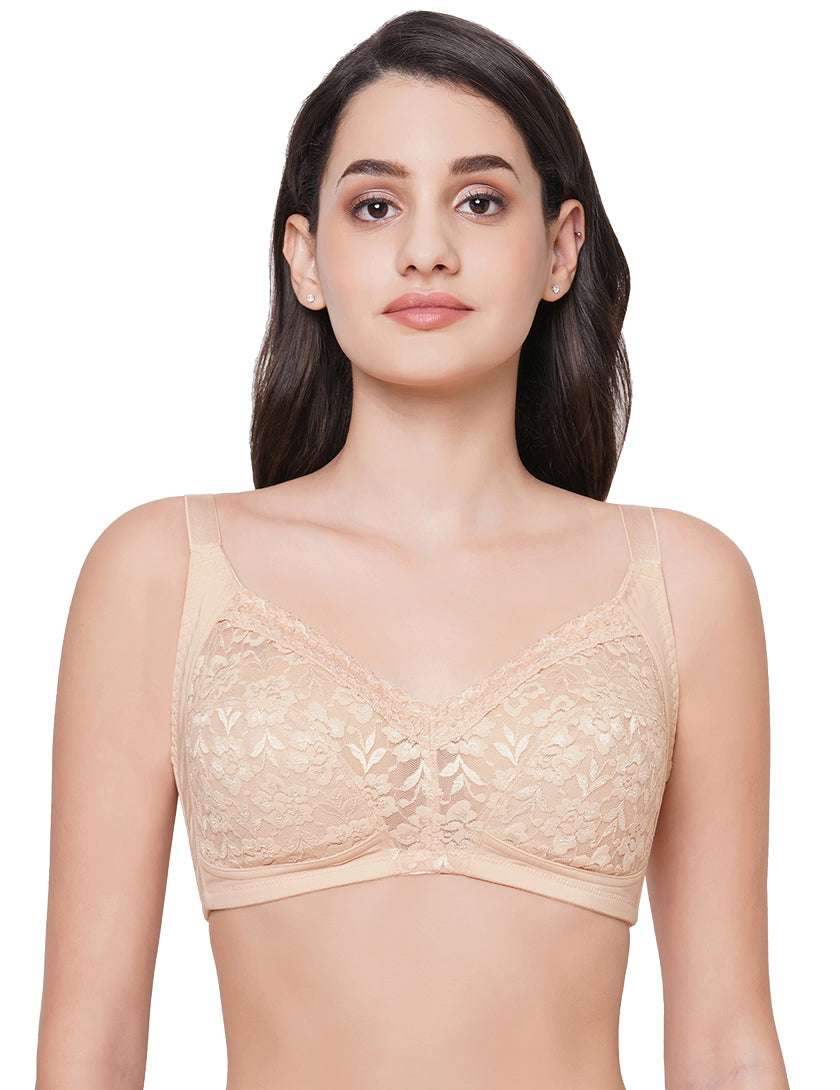 Grace  Non Padded Non-Wired Full Cup Soft Lace Plus Size Pack of 2 Full Support Bra