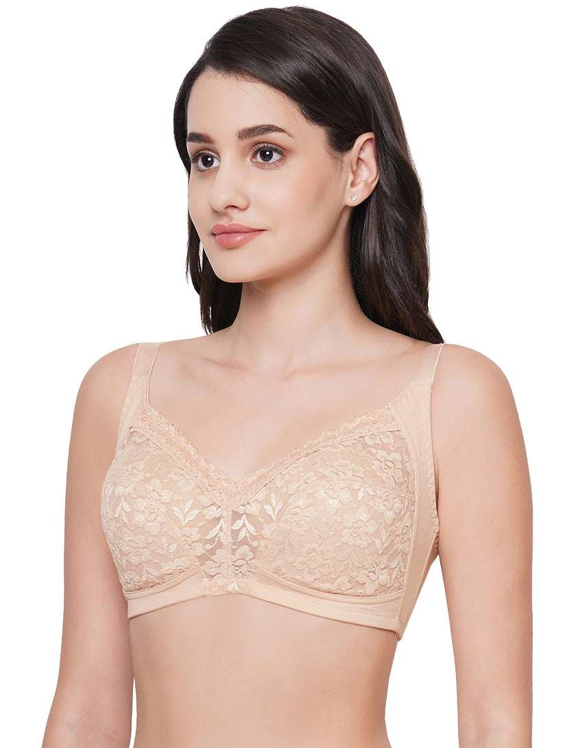 Grace  Non Padded Non-Wired Full Cup Soft Lace Plus Size Pack of 2 Full Support Bra