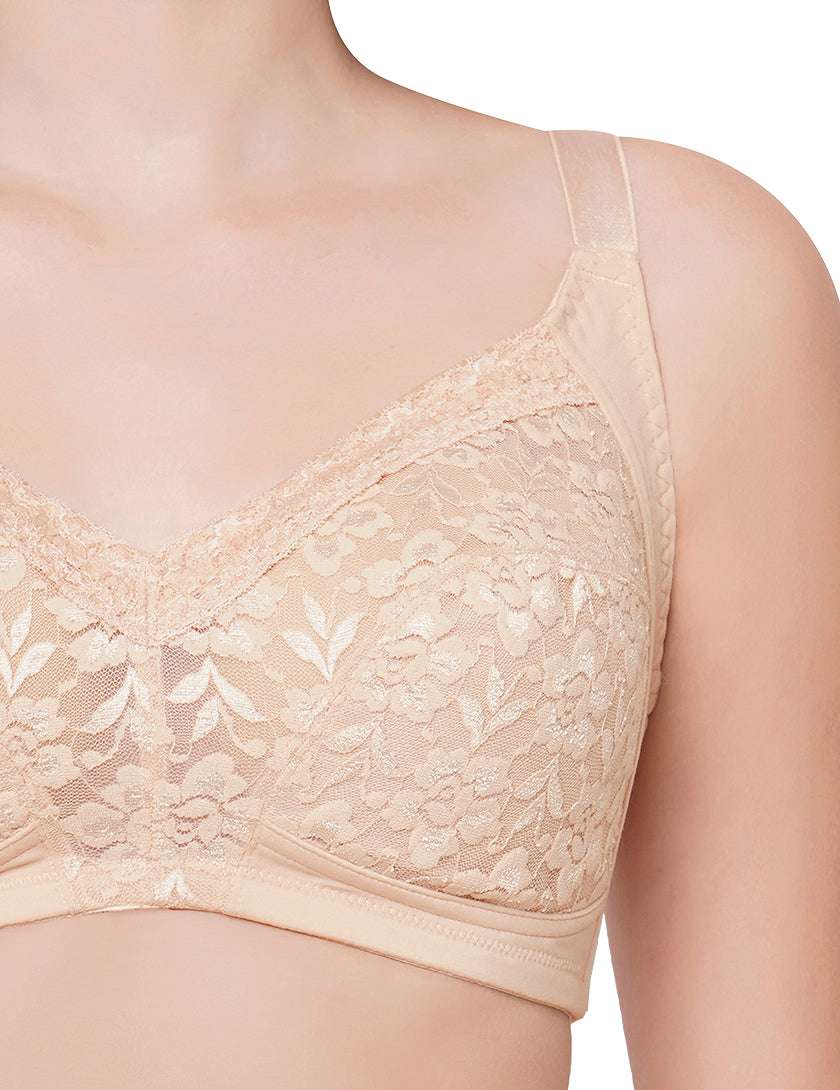 Grace  Non Padded Non-Wired Full Cup Soft Lace Plus Size Pack of 2 Full Support Bra