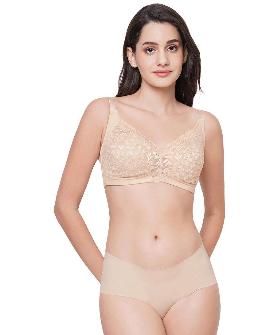 Grace  Non Padded Non-Wired Full Cup Soft Lace Plus Size Pack of 2 Full Support Bra