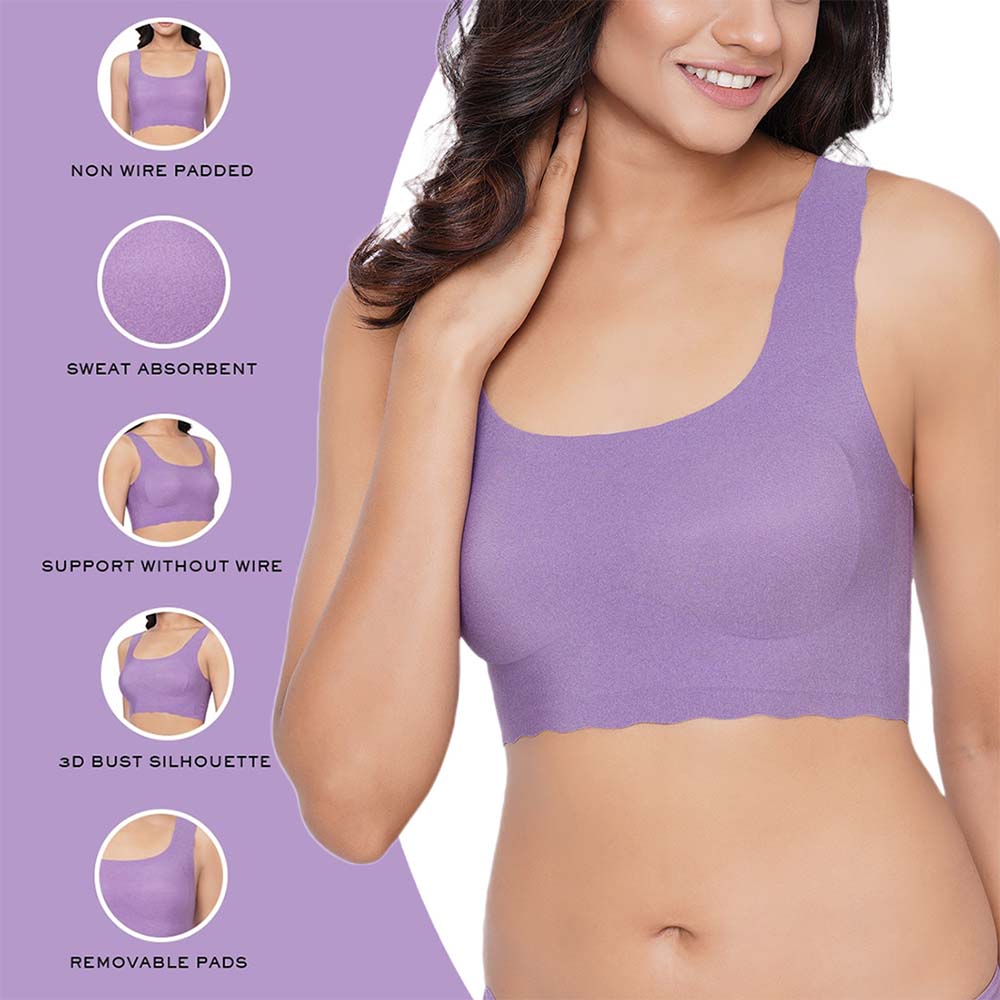 Gococi Padded Non-wired Full Cup Everyday Wear Full coverage T-Shirt Bra - Purple